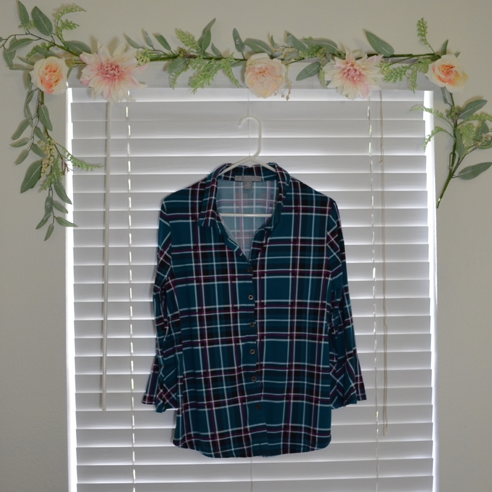 By Design – Plaid Botton Down Long Sleeve Shirt
